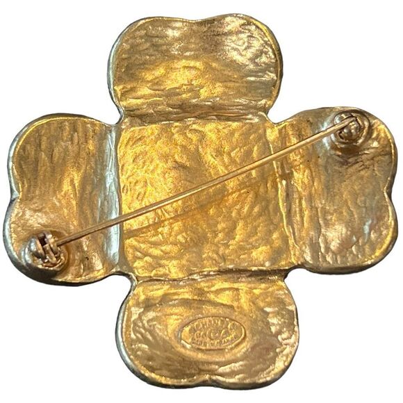 Chanel 96A Cross Interlocking CC Gold Plated Brooch - Picture 3 of 5